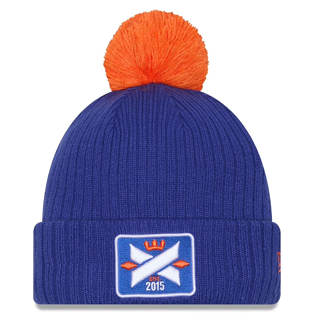 Men's New Era  Royal FC Cincinnati 2025 Jersey Hook Cuffed Knit Hat with Pom