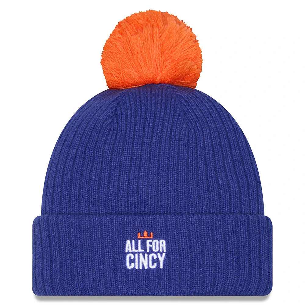 Men's New Era  Royal FC Cincinnati 2025 Jersey Hook Cuffed Knit Hat with Pom