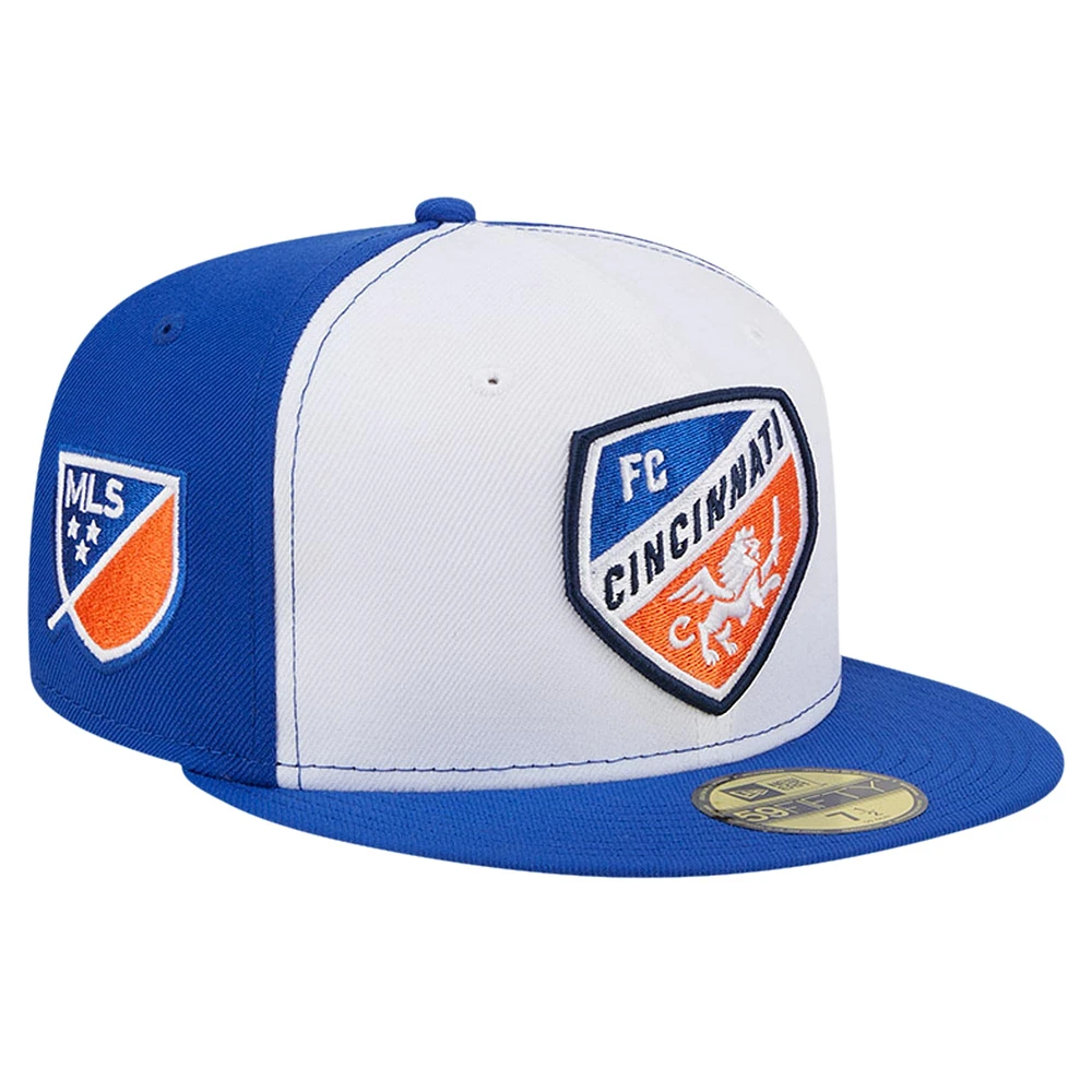 Casquette ajustée 59FIFTY New Era pour homme, blanc/bleu, FC Cincinnati 2024 Kick Off Collection