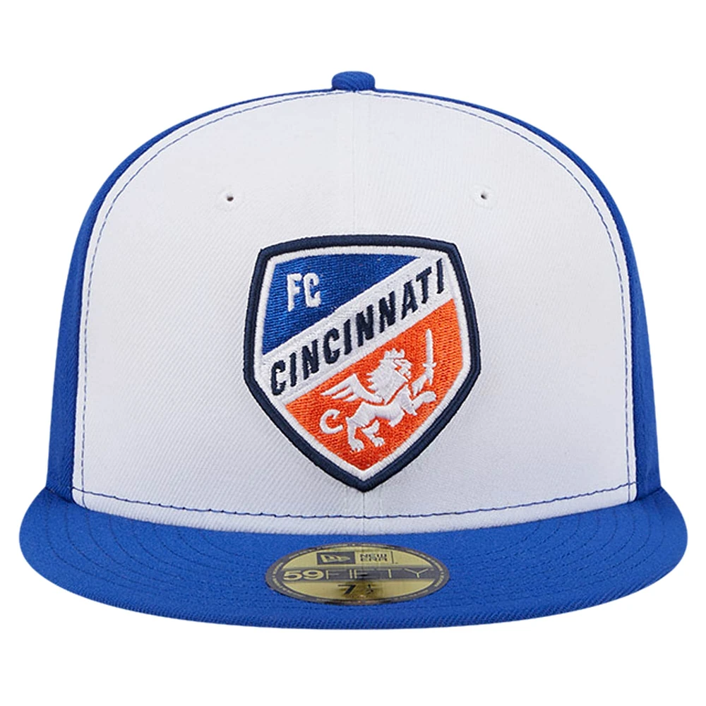 Casquette ajustée 59FIFTY New Era pour homme, blanc/bleu, FC Cincinnati 2024 Kick Off Collection