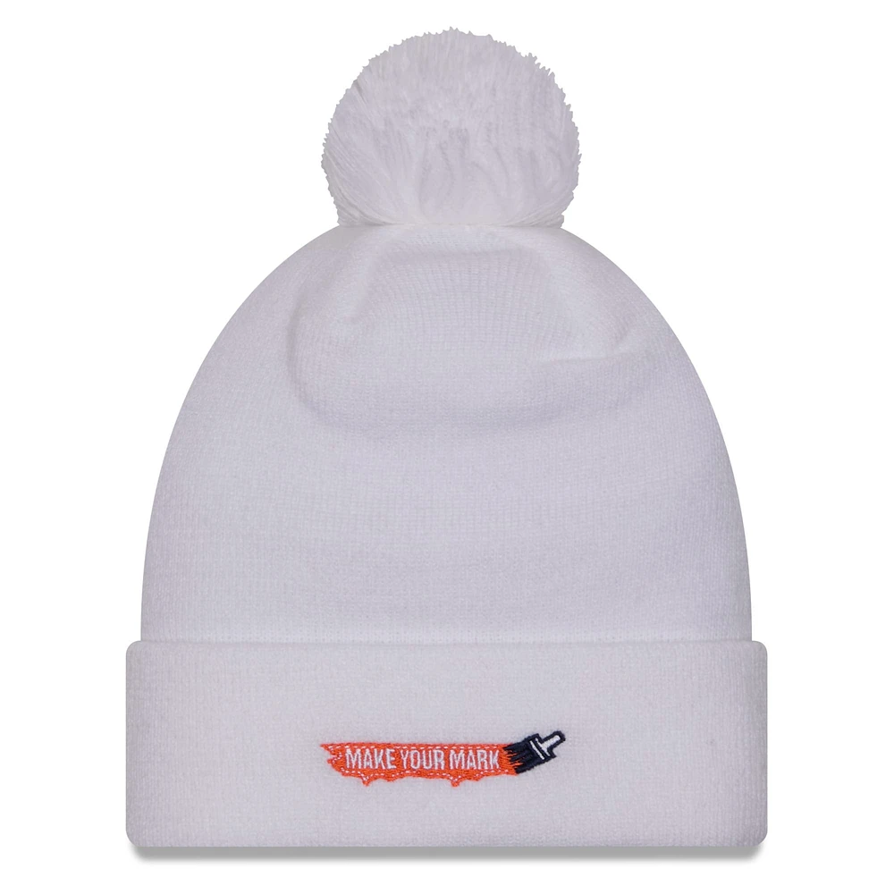 Bonnet en tricot à revers et crochet en jersey New Era blanc FC Cincinnati pour hommes avec pompon