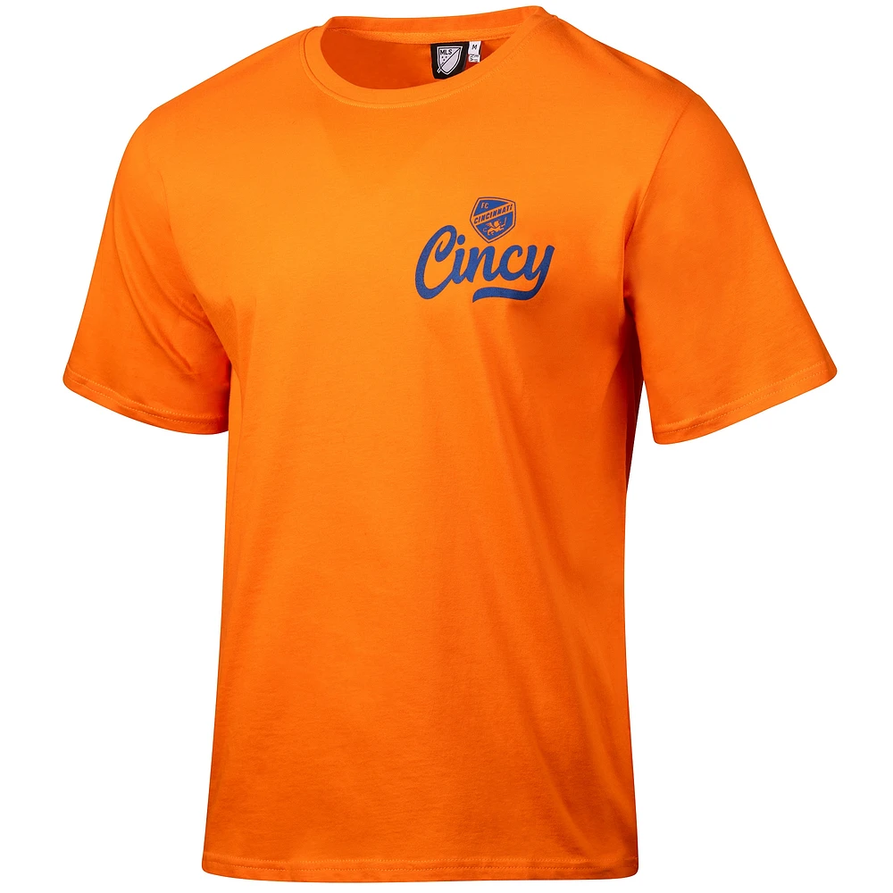 Men's  Orange FC Cincinnati Team Script Relaxed T-Shirt