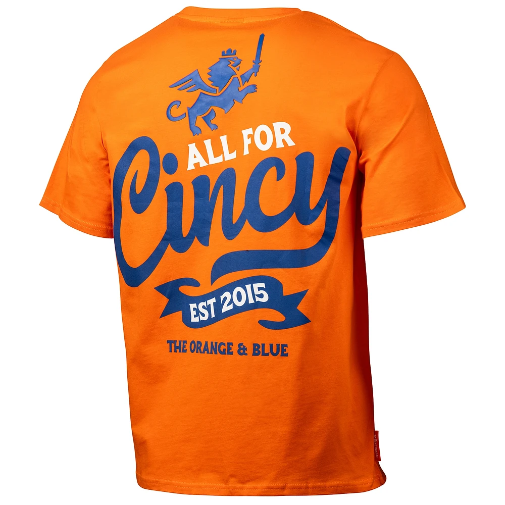 Men's  Orange FC Cincinnati Team Script Relaxed T-Shirt