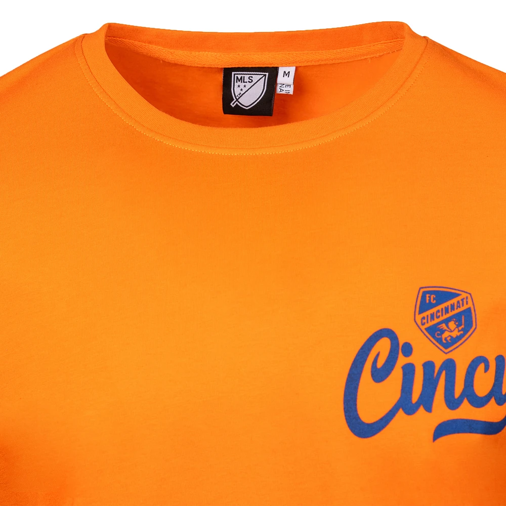 Men's  Orange FC Cincinnati Team Script Relaxed T-Shirt