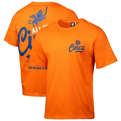 Men's  Orange FC Cincinnati Team Script Relaxed T-Shirt