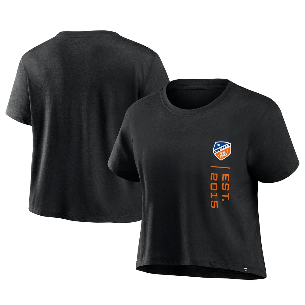 Women's Fanatics Black FC Cincinnati Chip Pass Fashion Cropped T-Shirt