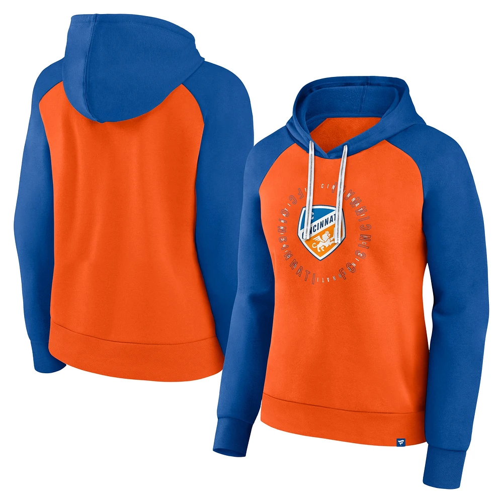 Sweat à capuche Fanatics Orange/Bleu FC Cincinnati Instep pour femmes