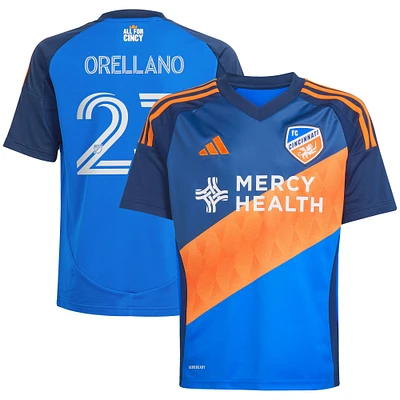 Youth adidas Luca Orellano Blue FC Cincinnati 2025 Orange and Legacy Kit Replica Player Jersey