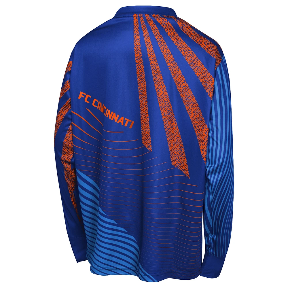T-shirt à manches longues bleu FC Cincinnati Nifty Netminder pour jeunes Outerstuff