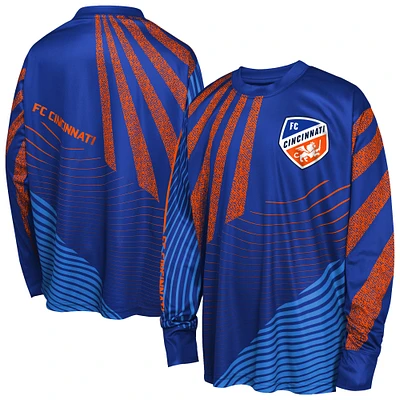 T-shirt à manches longues bleu FC Cincinnati Nifty Netminder pour jeunes Outerstuff