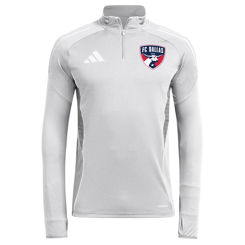 Men's adidas  Silver FC Dallas 2025 Quarter-Zip Long Sleeve Training Top