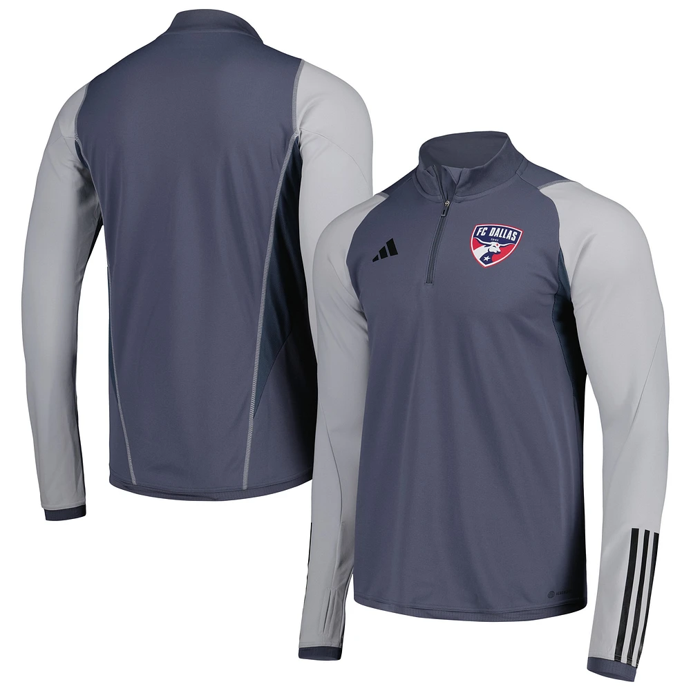 Haut d'entraînement à quart de zip adidas FC Dallas 2024 On-Field AEROREADY pour homme, gris