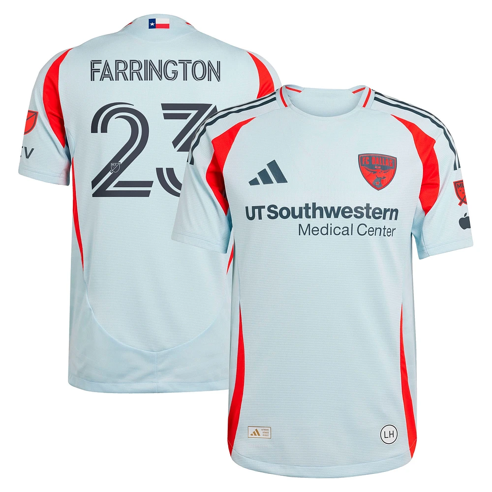 Men's adidas Logan Farrington Light Blue FC Dallas 2025 The Inferno Kit Authentic Player Jersey