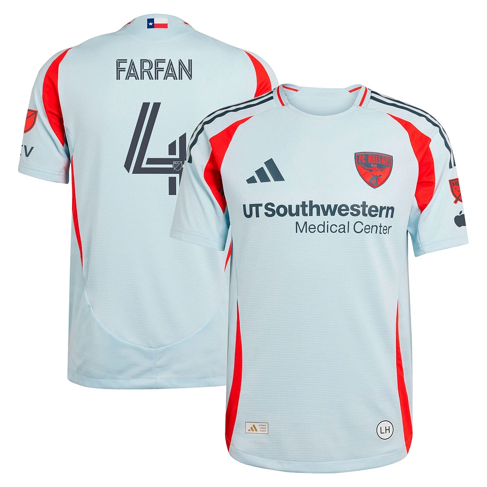 Men's adidas Marco Farfan Light Blue FC Dallas 2025 The Inferno Kit Authentic Player Jersey