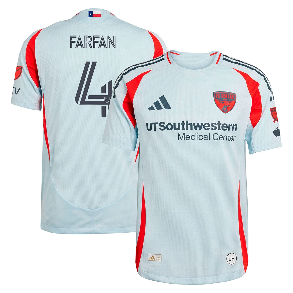 Men's adidas Marco Farfan Light Blue FC Dallas 2025 The Inferno Kit Authentic Player Jersey