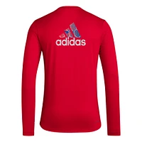 Men's adidas Red FC Dallas Local Pop AEROREADY Long Sleeve T-Shirt