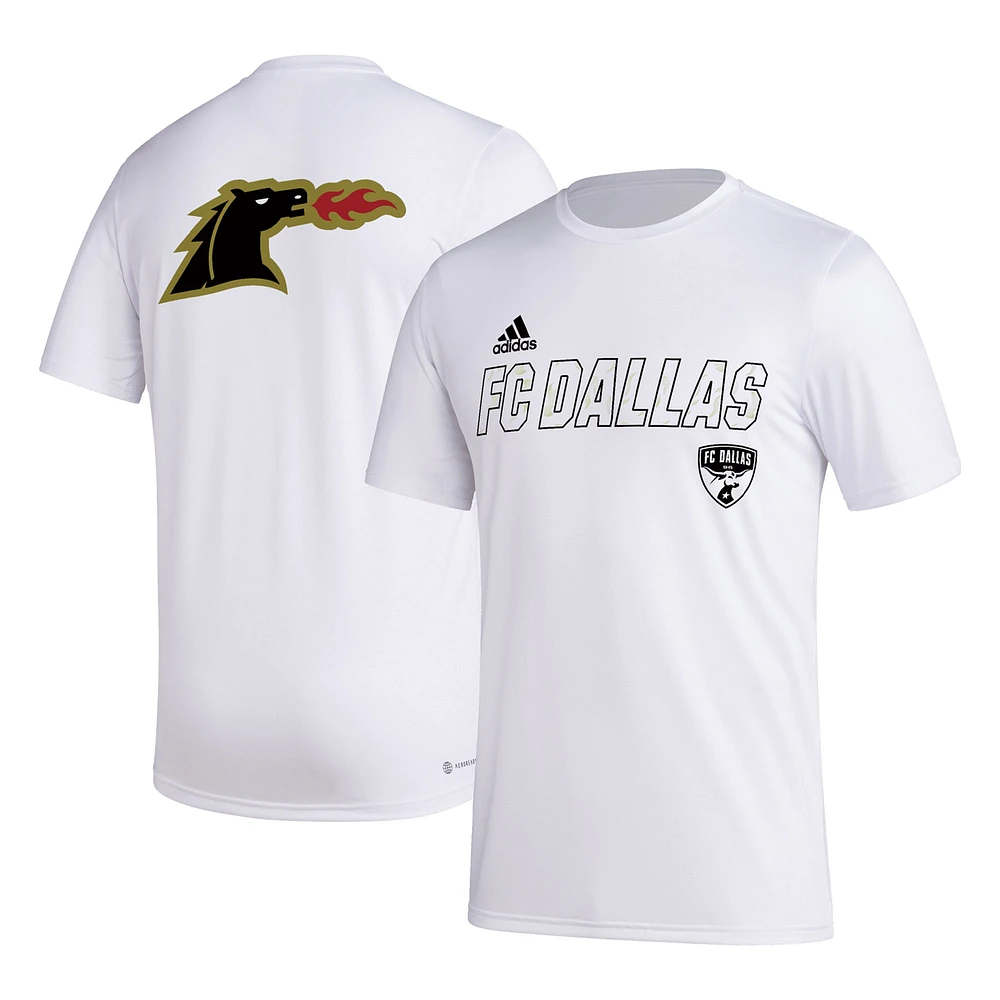 T-shirt adidas FC Dallas Team Jersey Hook AEROREADY blanc pour homme