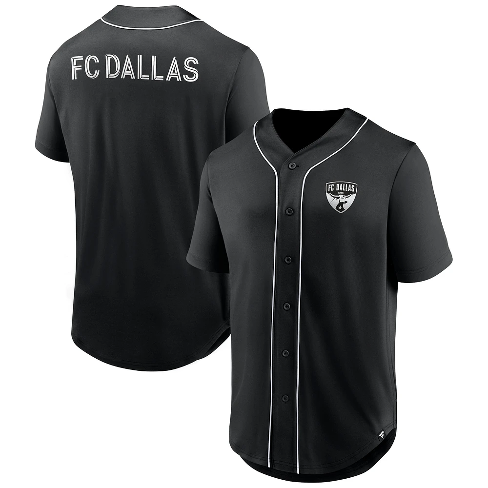 Maillot de baseball boutonné à la mode pour hommes Fanatics, noir, FC Dallas, troisième période