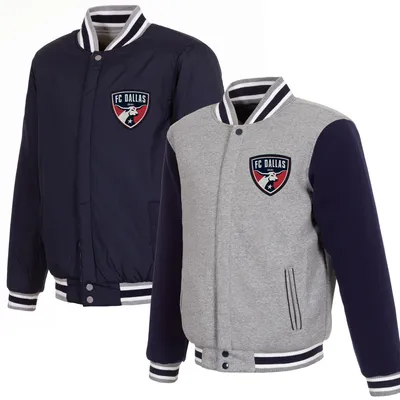 FC Dallas JH Design Fleece Full-Snap Reversible Jacket - Gray/Navy