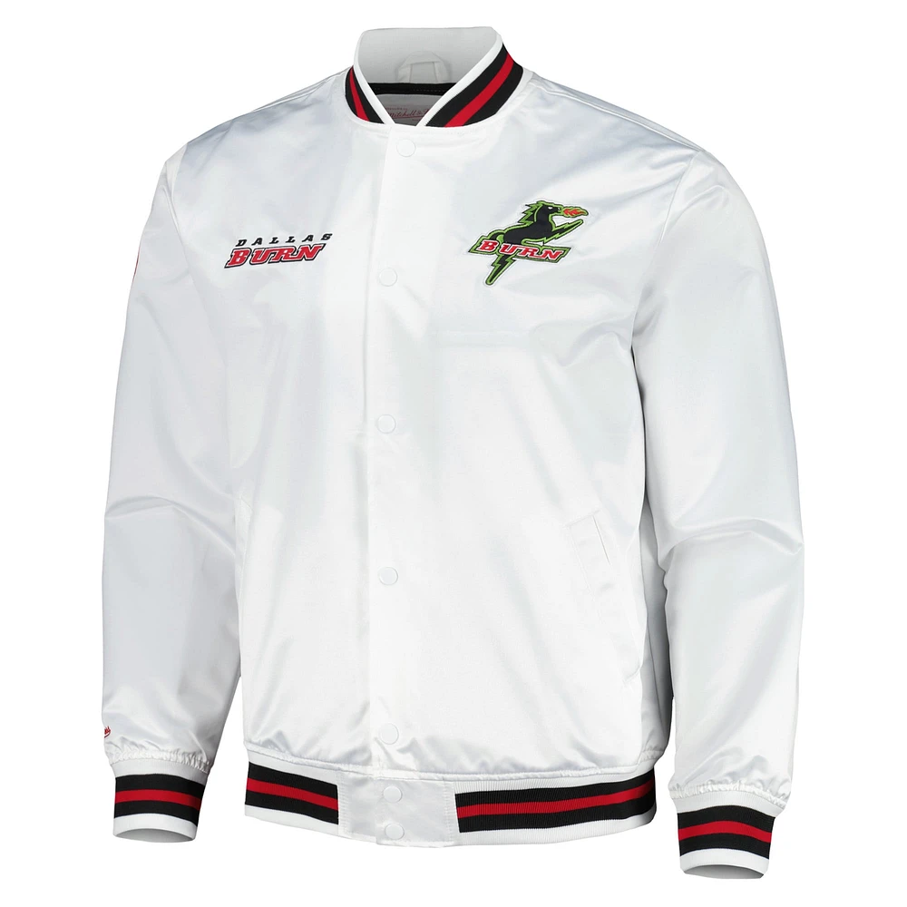 Veste en satin à boutons-pression Dallas Burn City Mitchell & Ness pour homme, blanc