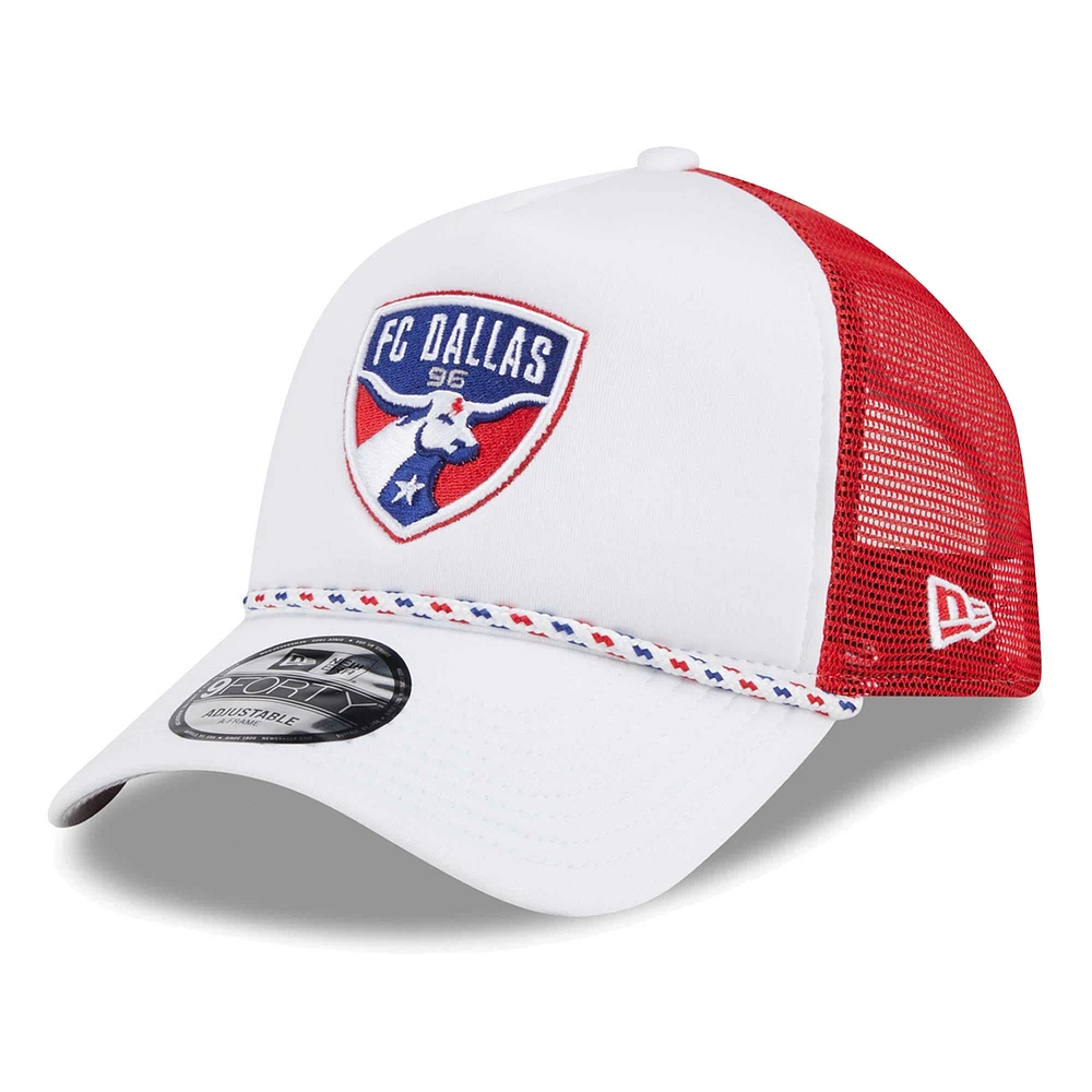 Casquette de camionneur réglable en mousse A-Frame 9FORTY FC Dallas Court Sport New Era, blanc/rouge, pour hommes