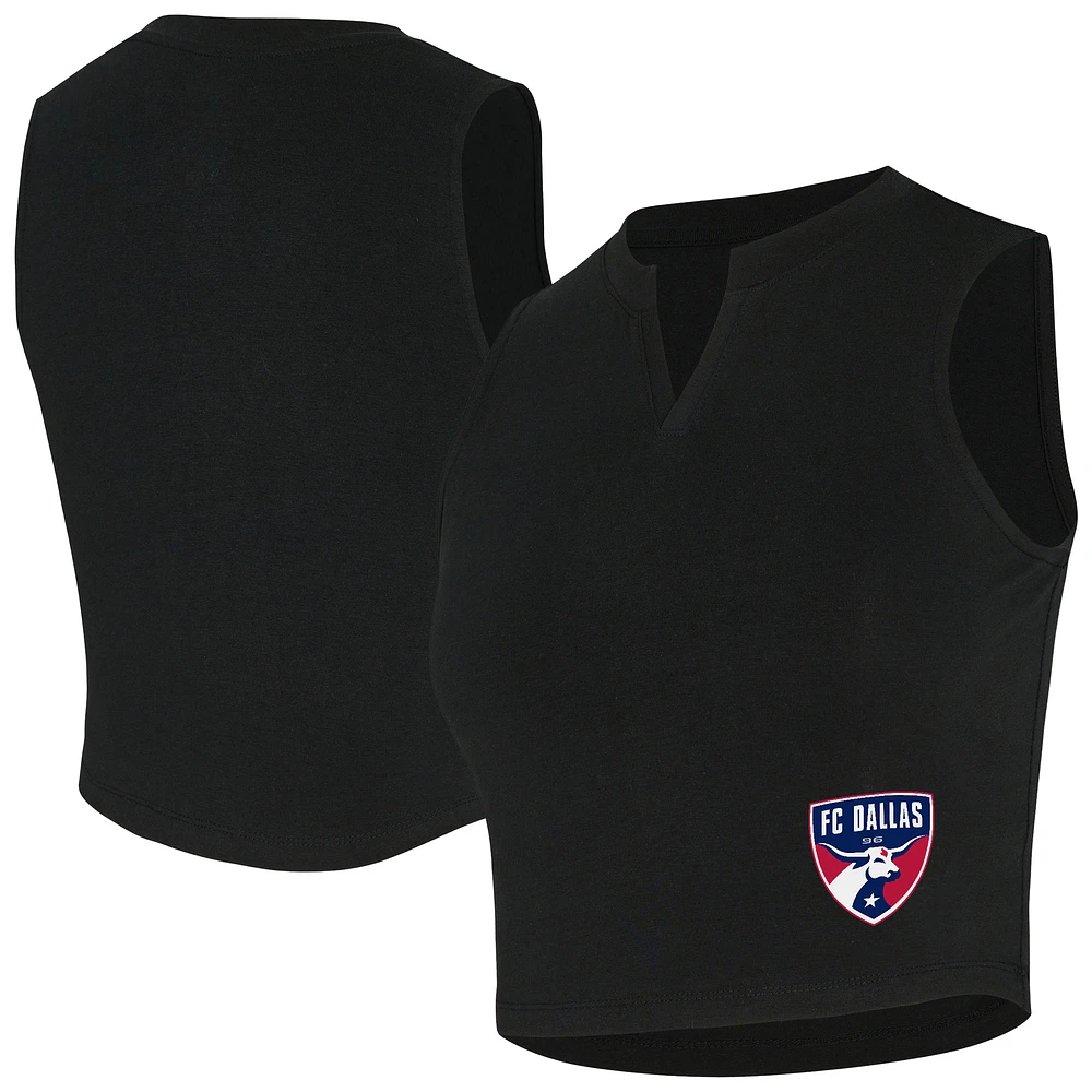 Women's Concepts Sport  Black FC Dallas Market Cropped Tri-Blend Tank Top