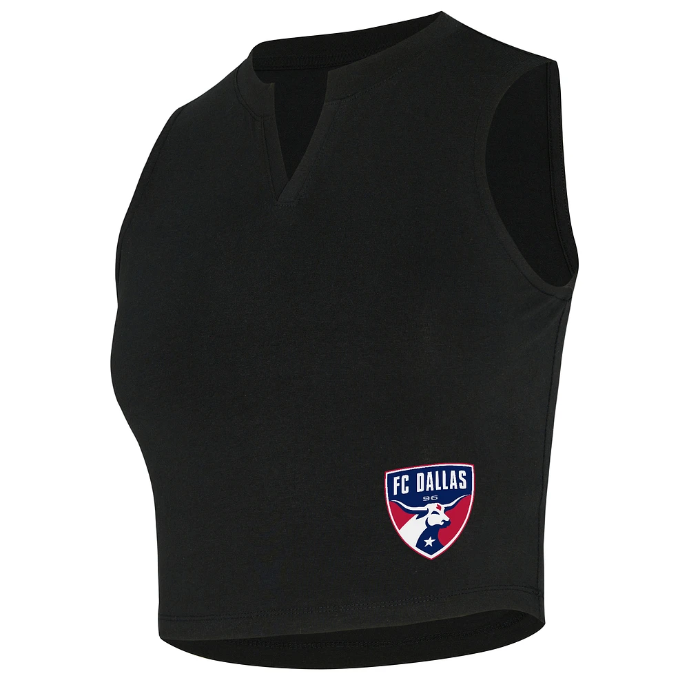 Women's Concepts Sport  Black FC Dallas Market Cropped Tri-Blend Tank Top
