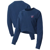 Women's Concepts Sport  Navy FC Dallas Elevation Tri-Blend Raglan Cropped Pullover Sweatshirt