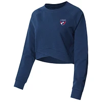 Women's Concepts Sport  Navy FC Dallas Elevation Tri-Blend Raglan Cropped Pullover Sweatshirt