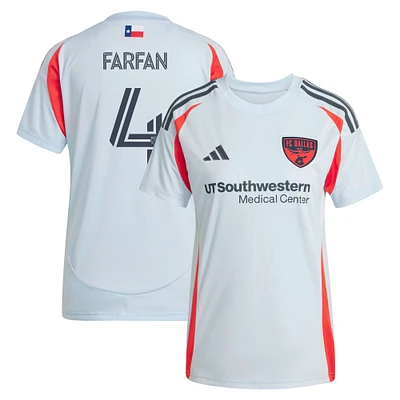 Maillot de joueur réplique adidas Marco Farfan bleu clair FC Dallas 2025 The Inferno Kit pour femme
