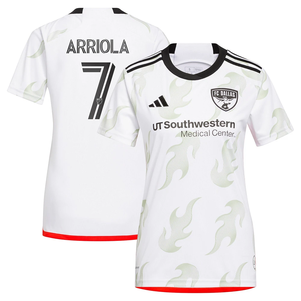 Women's adidas Paul Arriola White FC Dallas 2023 Burn Baby Replica Player Jersey