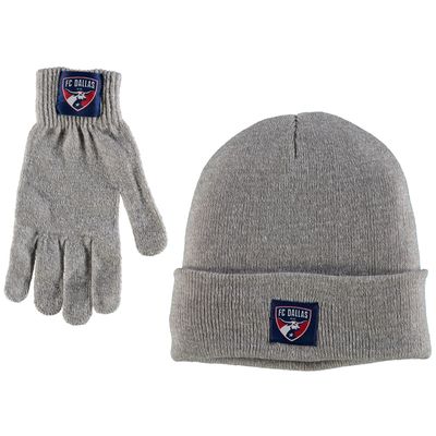 Women's ZooZatz Heathered Gray FC Dallas Cuffed Knit Hat & Gloves Set