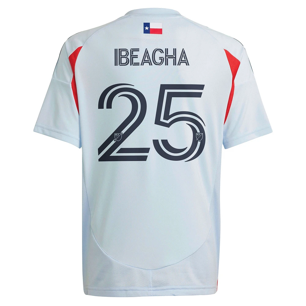 Maillot de joueur réplique adidas Sebastien Ibeagha bleu clair FC Dallas 2025 The Inferno Kit pour jeune