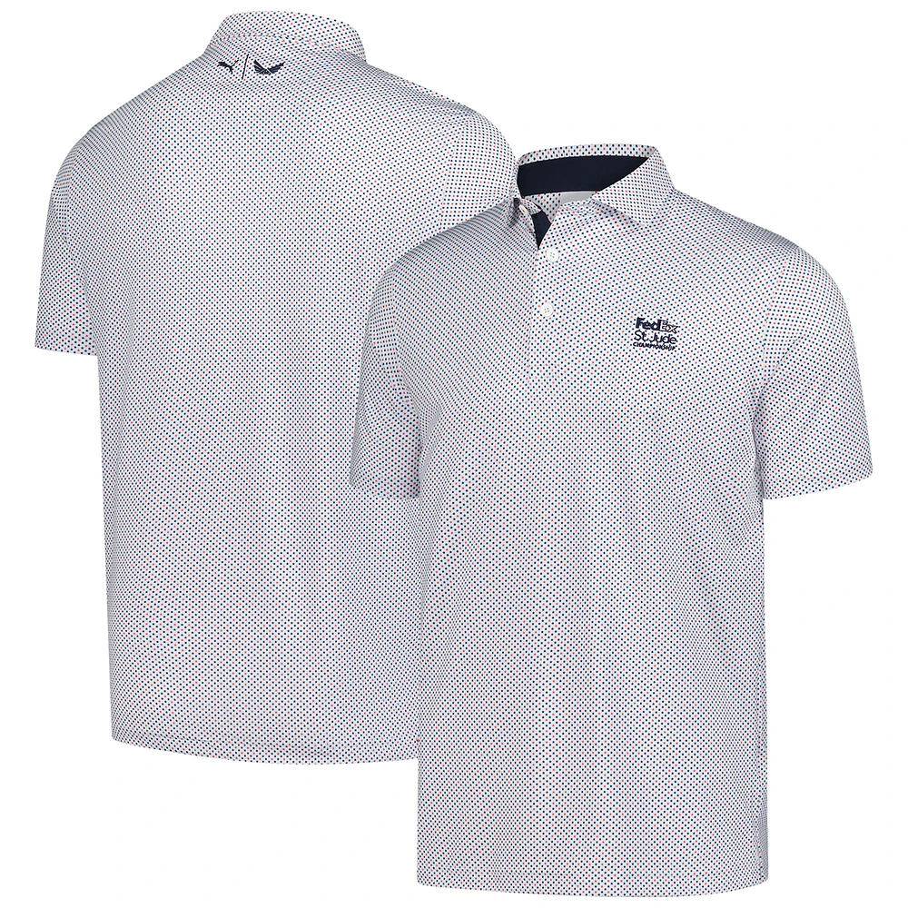 Men's Puma  White FedEx St. Jude Championship Volition Micro Star MATTR Polo