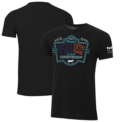 Men's Ahead  Black 2023 FedEx St. Jude Championship Instant Classic Neon Sign Tri-Blend T-Shirt