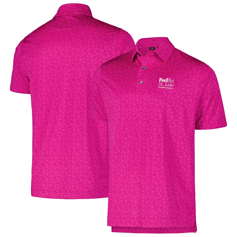 Polo FootJoy rose FedEx St. Jude Championship en fil d'Écosse peint à fleurs ProDry pour hommes