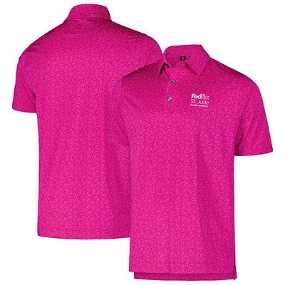 Polo FootJoy rose FedEx St. Jude Championship en fil d'Écosse peint à fleurs ProDry pour hommes