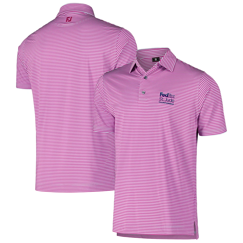 Men's FootJoy Pink FedEx St. Jude Championship ProDry Performance Lisle Feeder Stripe Polo