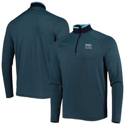 Men's Under Armour Blue FedEx St. Jude Championship T2 Green Stripe Raglan Quarter-Zip Jacket