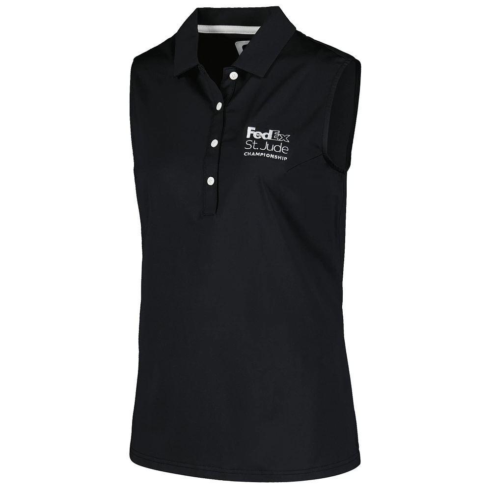 Women's FootJoy Black FedEx St. Jude Championship Sleeveless Polo