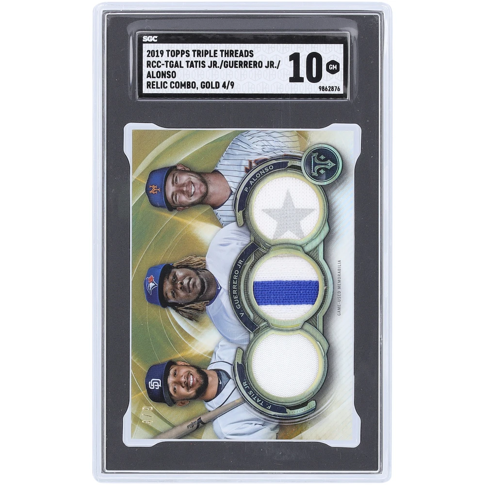 Fernando Tatis Jr., Vladimir Guerrero Jr. et Pete Alonso 2019 Topps Triple Threads Triple Game Used Relic Gold #RCC-TGAL #4/9 SGC Authentifié 10 Rookie Card