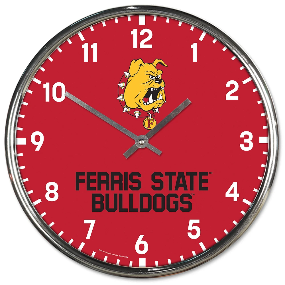 Horloge murale chromée WinCraft Ferris State Bulldogs