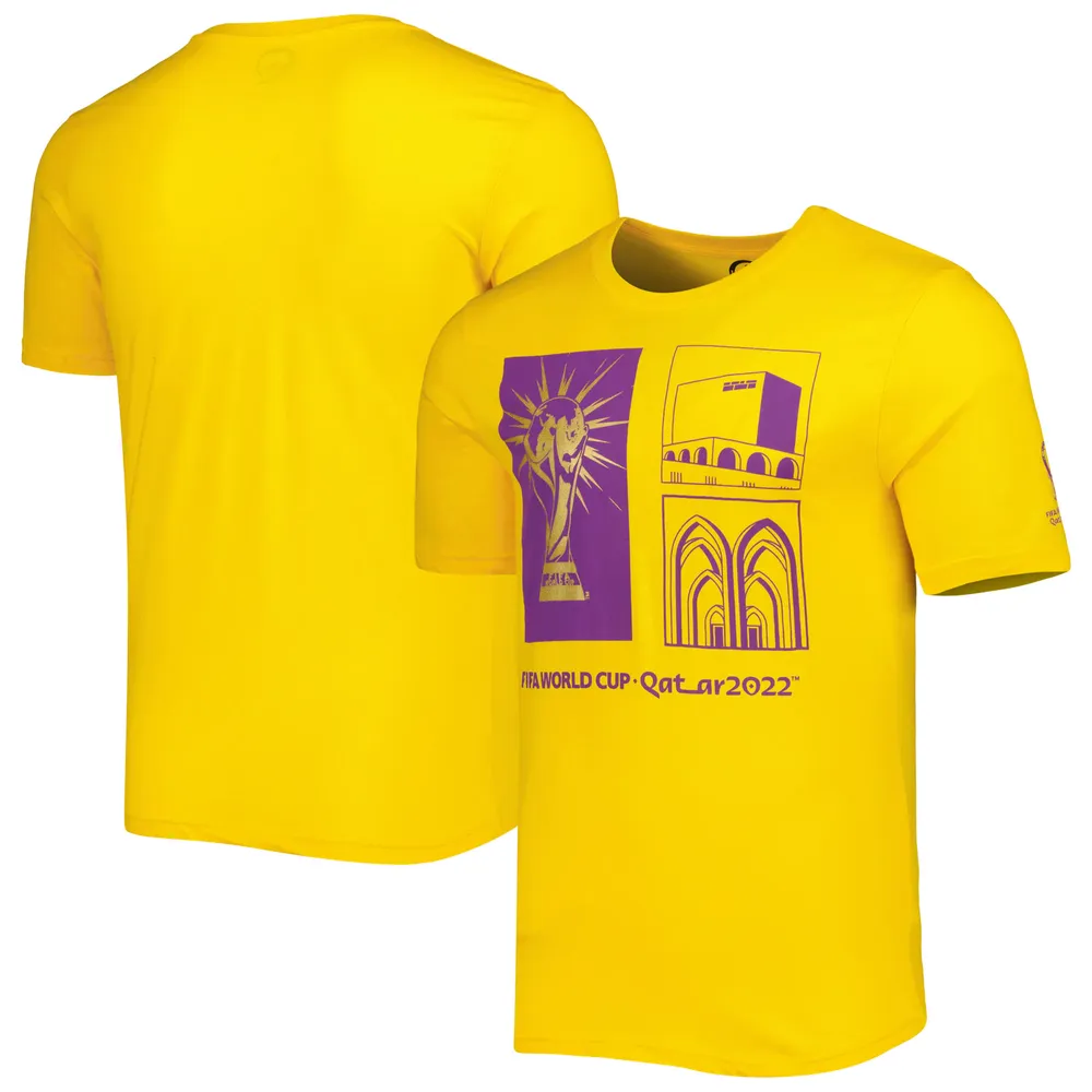 T-shirt Coupe du Monde FIFA Qatar 2022 Autour Jaune Homme