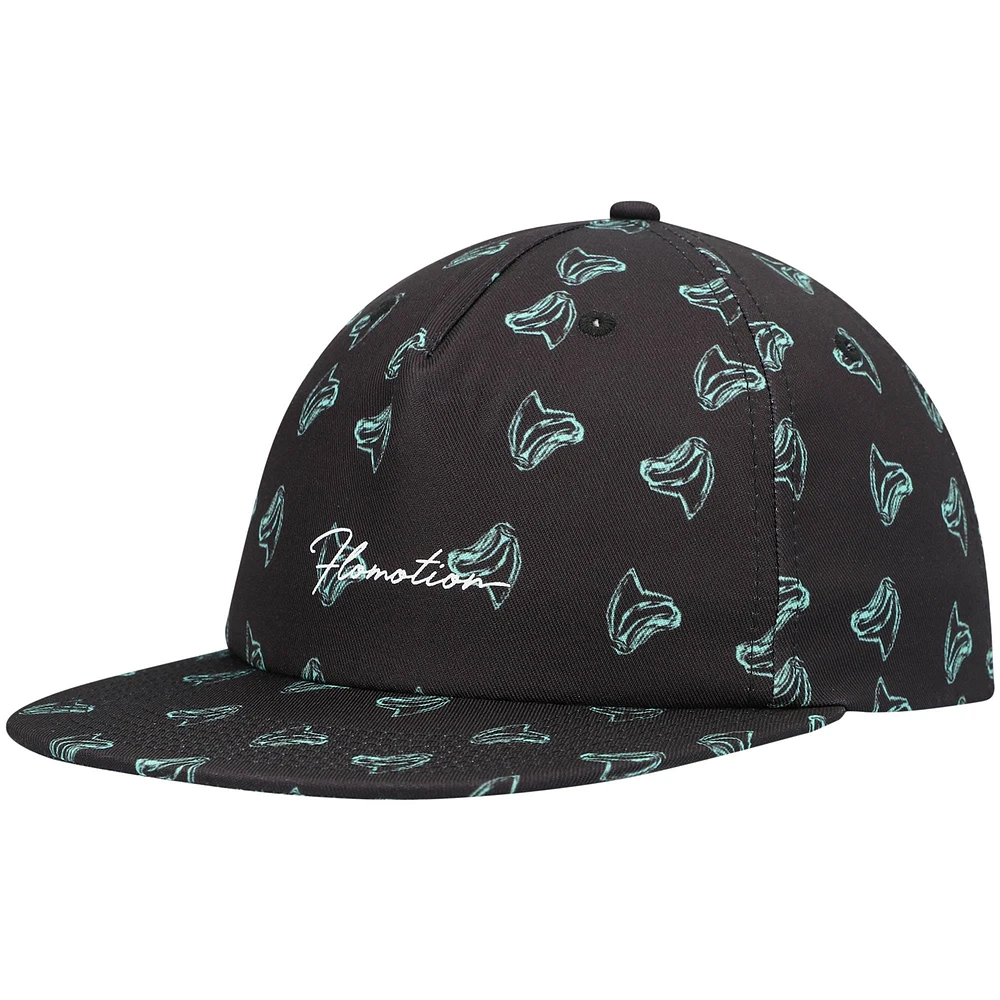 Men's Flomotion Black Toothy Snapback Hat