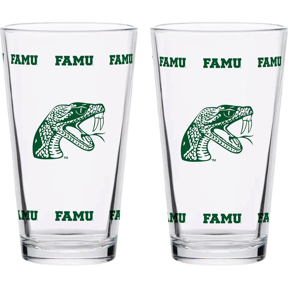 Florida A&M Rattlers Lot de deux Knockout 16 oz. Ensemble de verres à pinte