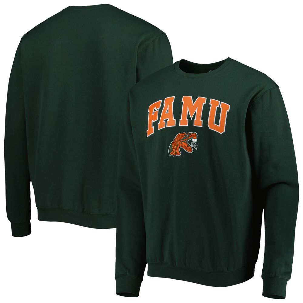 Men's Colosseum Green Florida A&M Rattlers Arch Over Logo Pullover Sweatshirt