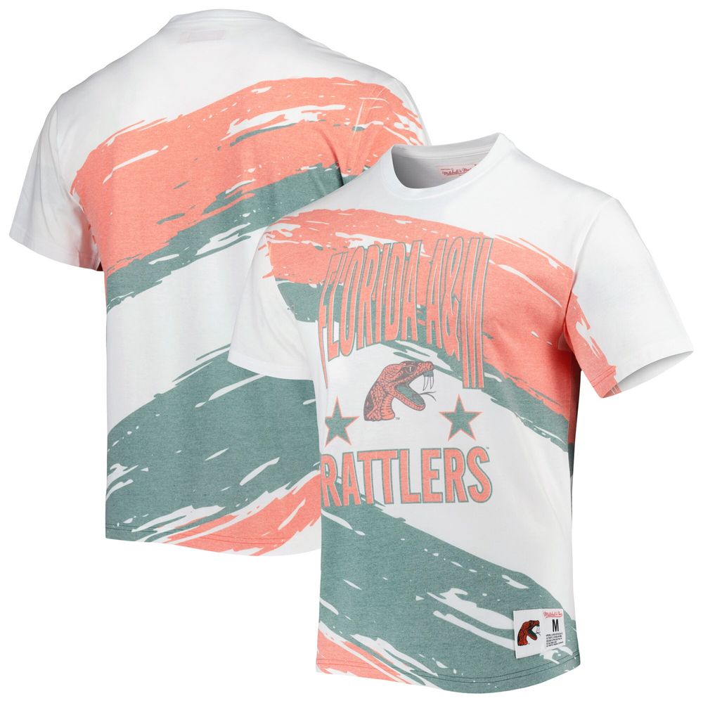 Men's Mitchell & Ness White Florida A&M Rattlers Paintbrush Sublimated T-Shirt