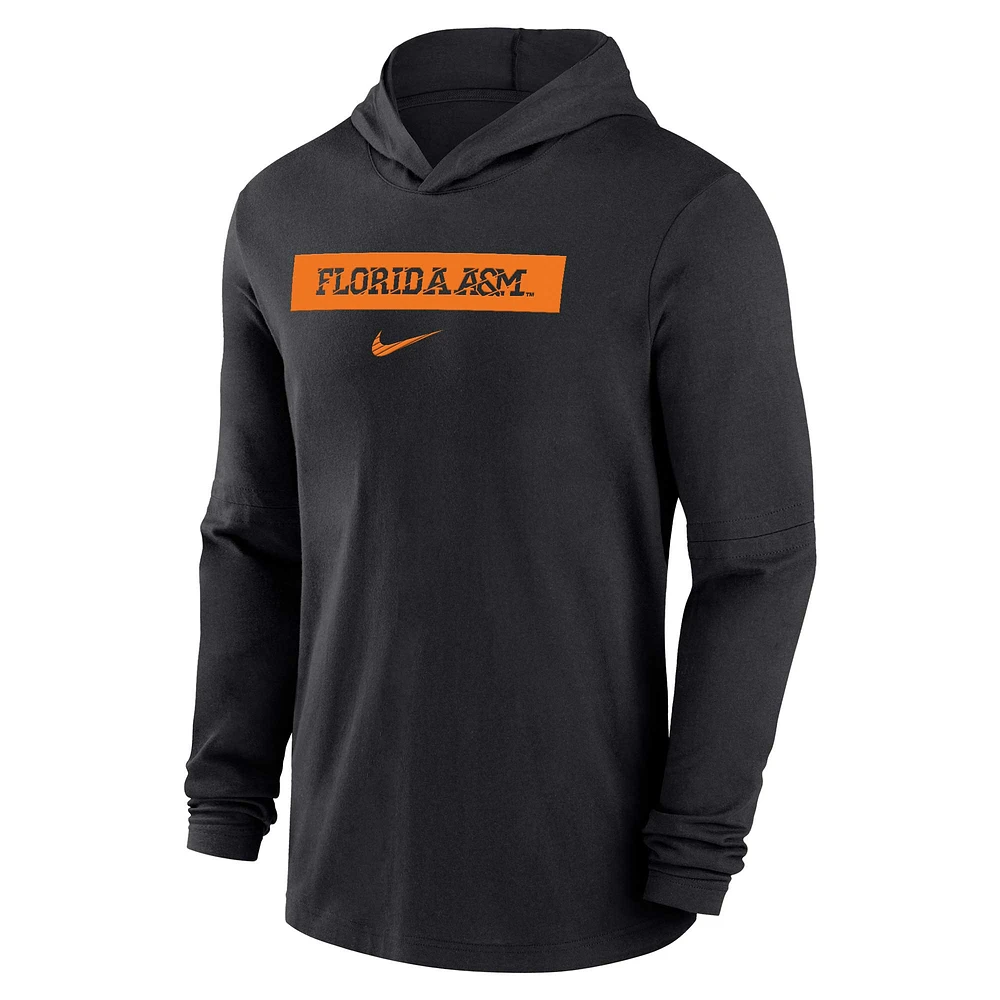 T-shirt à manches longues Nike Florida A&M Rattlers Sideline Performance pour homme, noir