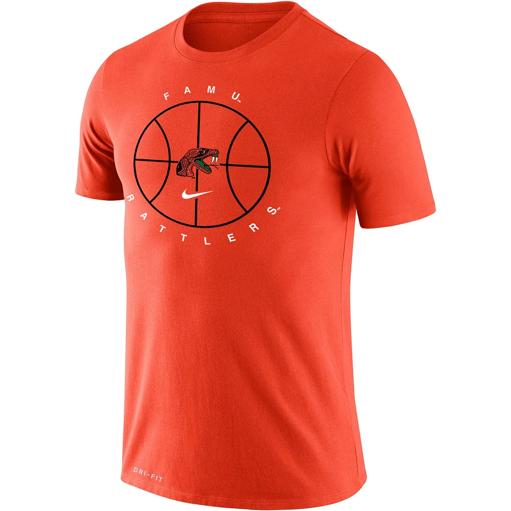 Men's Nike Orange Florida A&M Rattlers Basketball Icon Legend Performance T-Shirt