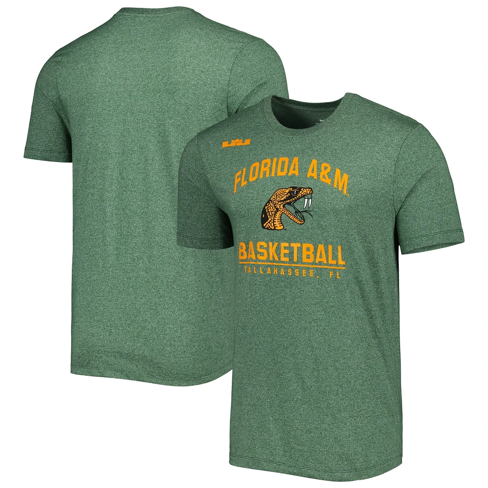 Men's Nike x LeBron James Heather Green Florida A&M Rattlers Marled T-Shirt